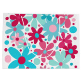 Blaue und rosa funkige Blume Große Geschenktüte (Rückseite)