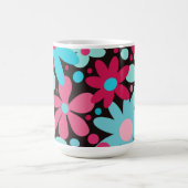 Blaue und rosa funkige Blume Kaffeetasse (Mittel)