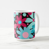 Blaue und rosa funkige Blume Kaffeetasse (VorderseiteRechts)