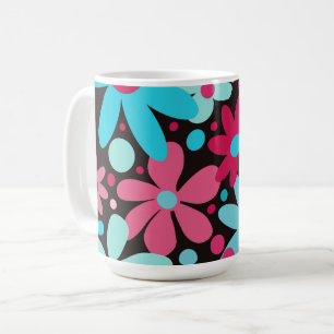 Blaue und rosa funkige Blume Kaffeetasse