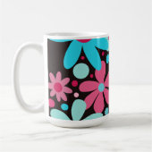 Blaue und rosa funkige Blume Kaffeetasse (Links)