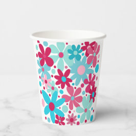 Blaue und rosa funkige Blume Pappbecher