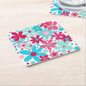 Blaue und rosa funkige Blume Rechteckiger Pappuntersetzer (angewinkelt)