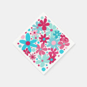 Blaue und rosa funkige Blume Serviette (Ecke)