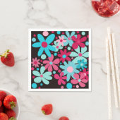 Blaue und rosa funkige Blume Serviette (Beispiel)