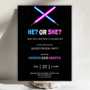 blaue und rosa Geschlechtsenthüllungs-Party-Einlad Einladung