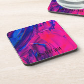 Blaue und rosa gestrichene Pinselstriche Getränkeuntersetzer (Linke Seite)