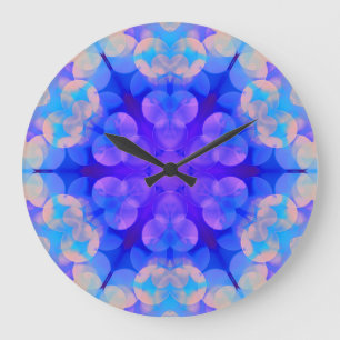Blaue und rosa Gradient Pastel Bubble Art Große Wanduhr