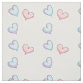 Blaue und rosa Herzen auf weißem Hintergrund Stoff (Muster)