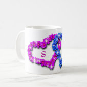 Blaue und rosa Herzen Kaffeetasse (Vorderseite Links)