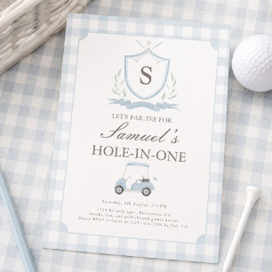 Blaue und rosa Hole-in-One-Geburtstagseinladung Einladung