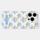 Blaue und rosa Hortensien gestreift Case-Mate iPhone Hülle (Rückseite (Horizontal))