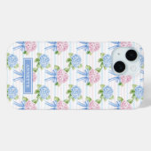 Blaue und rosa Hortensien gestreift Case-Mate iPhone Hülle (Rückseite (Horizontal))