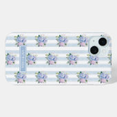 Blaue und rosa Hortensien mit Monogramm Case-Mate iPhone Hülle (Rückseite (Horizontal))