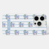 Blaue und rosa Hortensien mit Monogramm Case-Mate iPhone Hülle (Rückseite (Horizontal))