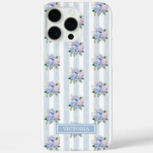 Blaue und rosa Hortensien mit Monogramm iPhone 16 Pro Max Hülle