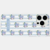 Blaue und rosa Hortensien mit Monogramm Case-Mate iPhone Hülle (Rückseite (Horizontal))