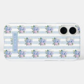 Blaue und rosa Hortensien mit Monogramm Case-Mate iPhone Hülle (Rückseite (Horizontal))