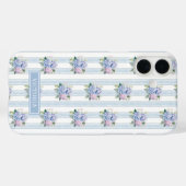Blaue und rosa Hortensien mit Monogramm Case-Mate iPhone Hülle (Rückseite (Horizontal))