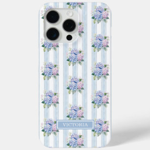 Blaue und rosa Hortensien mit Monogramm Case-Mate iPhone Hülle