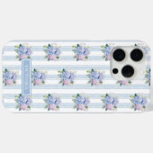 Blaue und rosa Hortensien mit Monogramm Case-Mate iPhone Hülle (Rückseite (Horizontal))