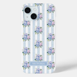 Blaue und rosa Hortensien mit Monogramm Case-Mate iPhone Hülle