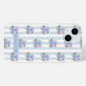 Blaue und rosa Hortensien mit Monogramm Case-Mate iPhone Hülle (Rückseite (Horizontal))