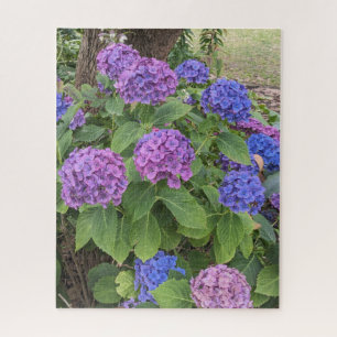 Blaue und rosa Hortensienblüten Floral Puzzle