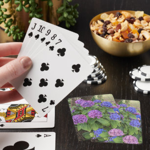 Blaue und rosa Hortensienblüten Floral Spielkarten