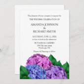 Blaue und rosa Hydrangea-Blume Hochzeit Einladung (Vorne/Hinten)