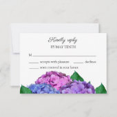 Blaue und rosa Hydrangea-Blume Hochzeit RSVP Karte (Vorderseite)