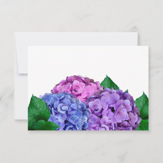 Blaue und rosa Hydrangea-Blume Hochzeit RSVP Karte (Rückseite)