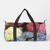 Blaue und rosa Hydrangea Digitale Blume Duffle Bag (Vorderseite)