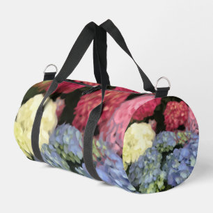 Blaue und rosa Hydrangea Digitale Blume Duffle Bag
