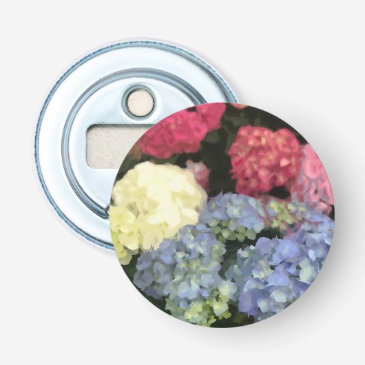 Blaue und rosa Hydrangea Digitale Blume Flaschenöffner (Vorderseite)