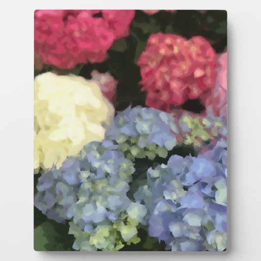 Blaue und rosa Hydrangea Digitale Blume Fotoplatte (Vorderseite)