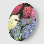 Blaue und rosa Hydrangea Digitale Blume Große Wanduhr (Winkel)