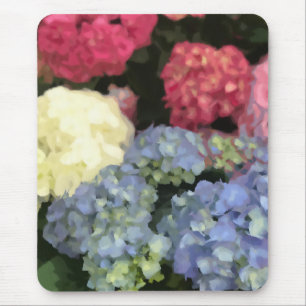 Blaue und rosa Hydrangea Digitale Blume Mousepad