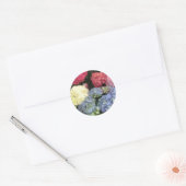 Blaue und rosa Hydrangea Digitale Blume Runder Aufkleber (Umschlag)