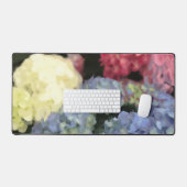 Blaue und rosa Hydrangea Digitale Blume Schreibtischunterlage (Tastatur & Maus)