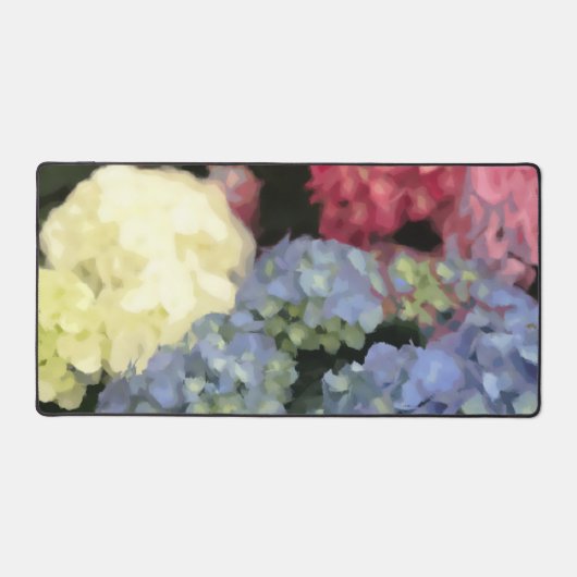 Blaue und rosa Hydrangea Digitale Blume Schreibtischunterlage (Vorderseite)