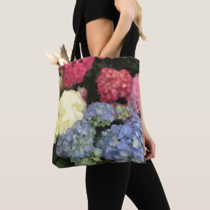 Blaue und rosa Hydrangea Digitale Blume Tasche