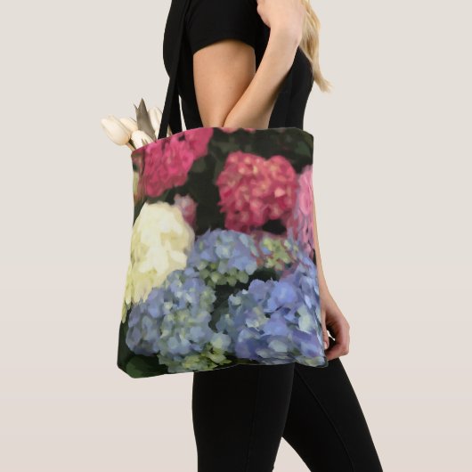 Blaue und rosa Hydrangea Digitale Blume Tasche (Von Nahem)