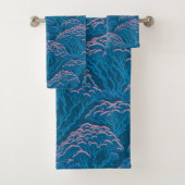 Blaue und rosa Korallenriff-Muster Badhandtuch Set (Insitu)