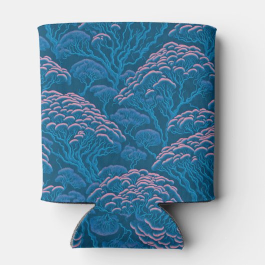 Blaue und rosa Korallenriff-Muster Dosenkühler (Rückseite)