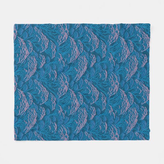 Blaue und rosa Korallenriff-Muster Fleecedecke (Vorderseite (Horizontal))