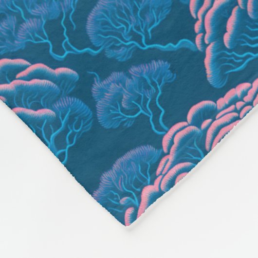 Blaue und rosa Korallenriff-Muster Fleecedecke (Ecke)