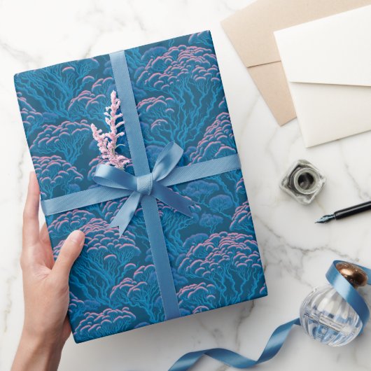 Blaue und rosa Korallenriff-Muster Geschenkpapier (Schenken)