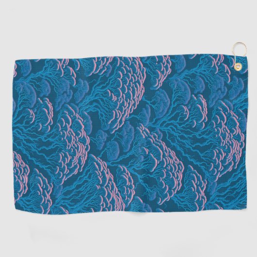 Blaue und rosa Korallenriff-Muster Golfhandtuch (Horizontal)