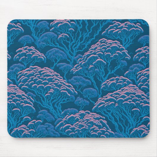 Blaue und rosa Korallenriff-Muster Mousepad (Vorne)